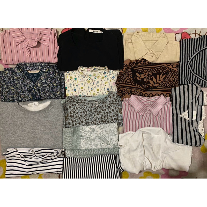 Preloved BAJU STRIPE BLOUS KEMEJA VEST Celana Rok Sivali