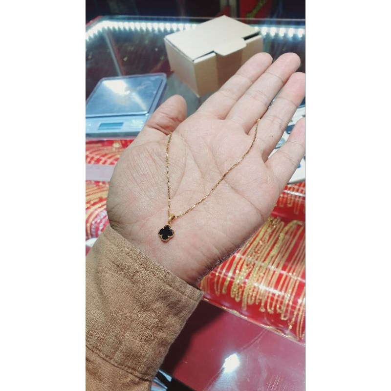 Kalung italy santa + liontin emas asli kadar 375