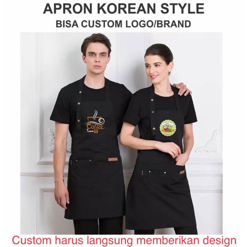 Bonexdo_Home Apron Celemek Barista Style Pria Wanita Apron Barista Celemek Dapur Anti Air