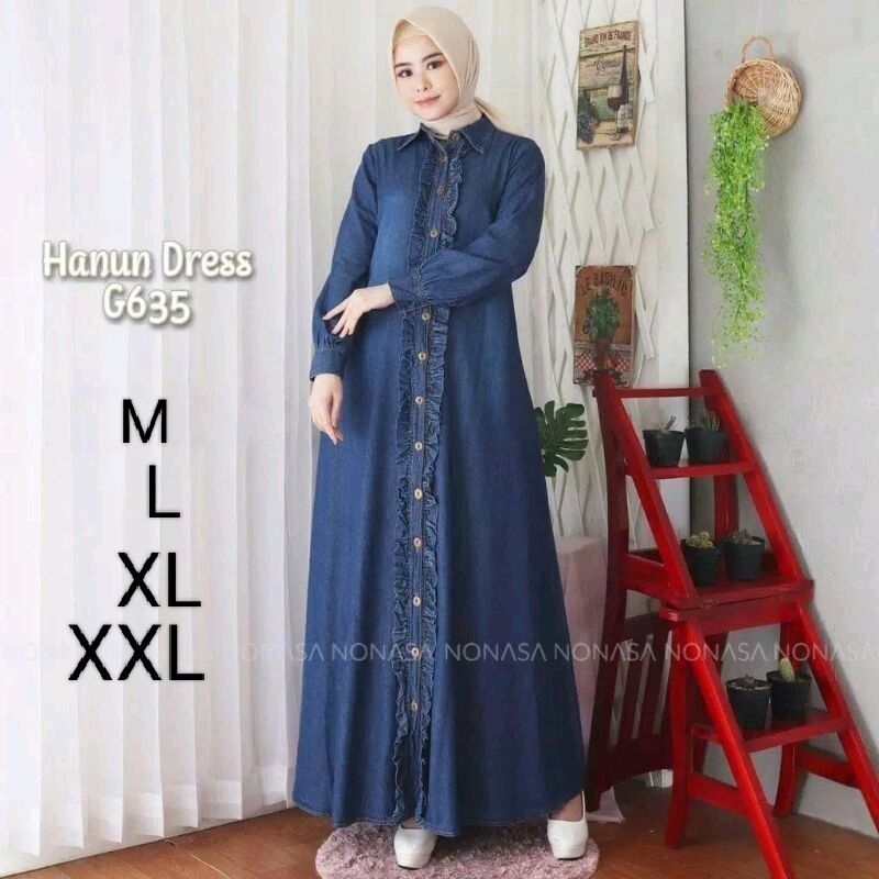 Gamis Jeans Maksi // Dress Snow Blue // Pakaian Wanita Muslim Terbaru 2023