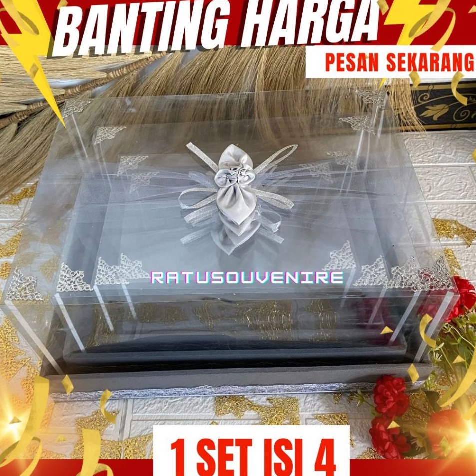 Model Baru Kotak Seserahan Pernikahan Set Lengkap isi 4 Box Hantaran Parcel Mika Unik Kekinian