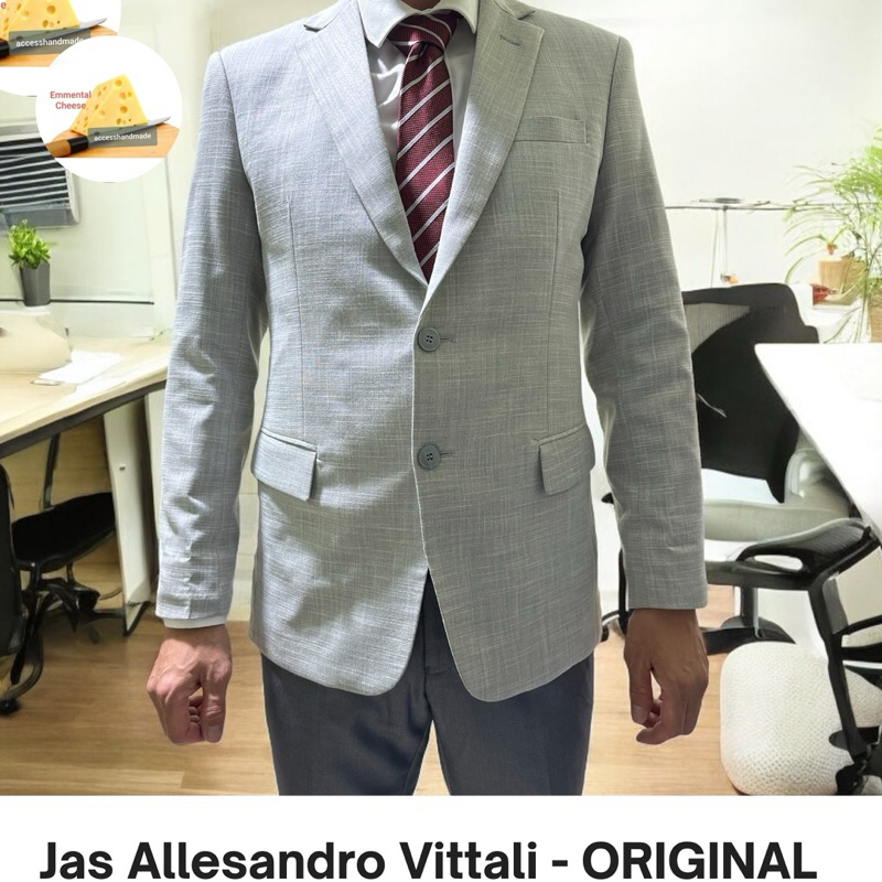 Jas Original Alessandro Vitali Ori Sogo jas resmi santai slim fit size M blazer pria inner