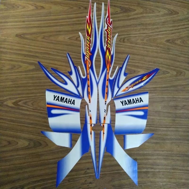 stiker striping motor Yamaha Jupiter z cw 2005 biru putih list body original