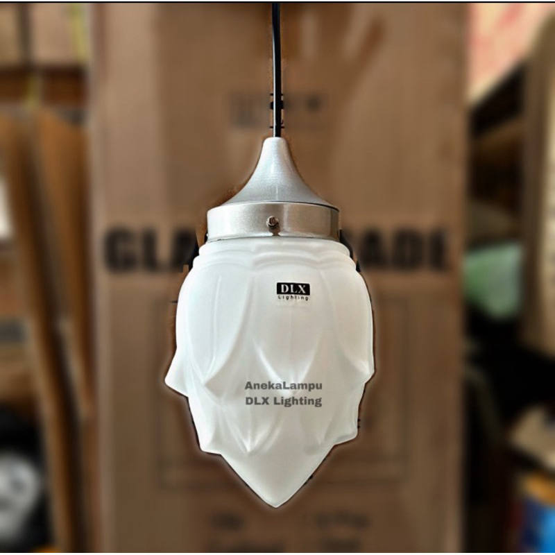 lampu gantung unik kaca model bunga teratai buah naga TF 90 K DLX lighting putih doff matte lampu ga
