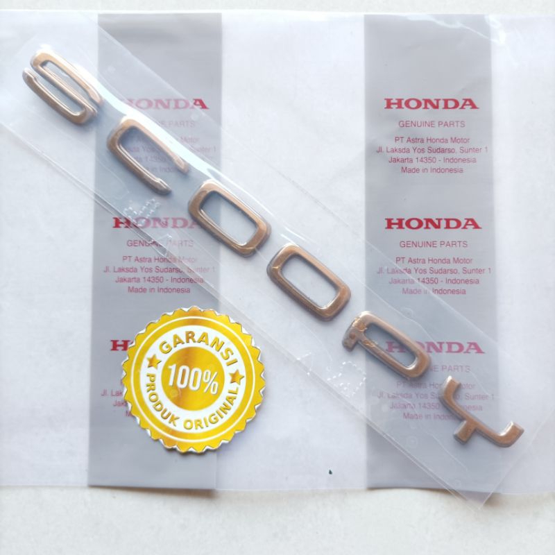 emblem tulisan Scoopy prestige terbaru gold tembaga 2022 kode part k2f original