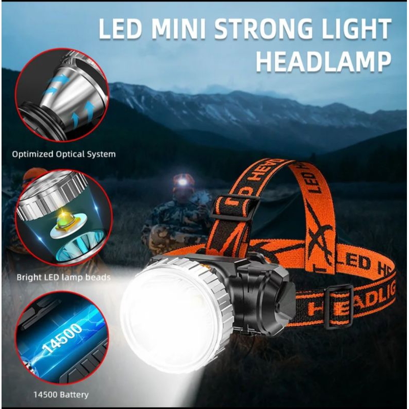 Lampu Kepala LED / Headlamp L-T25 / Super Terang 5000 Lumen / USB Charging / Senter Kepala Super Ter