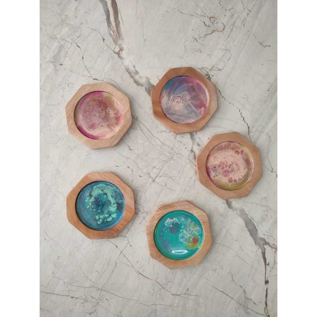 Tatakan Gelas Aesthetic / Coaster / Coaster Gelas / Coaster Aesthetic / Tatakan Kayu Mahoni 8cm