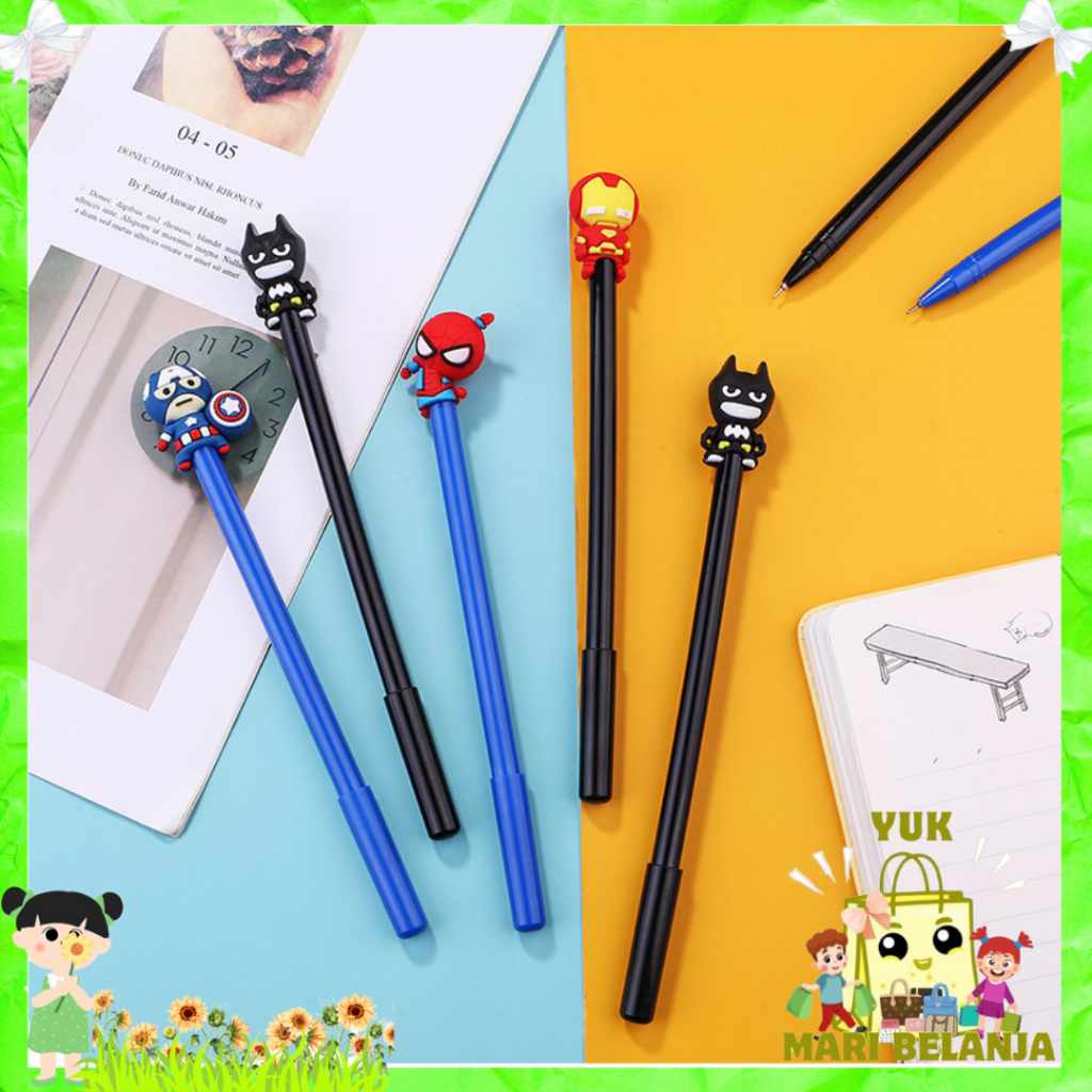 

YMB Pena Karakter SuperHero Gel Pulpen Karakter Pen Tinta Gel Lucu Alat Tulis Karakter Superhero 3D Murah