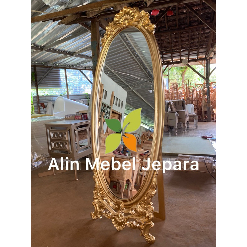 Pigura Kaca, Standing Miror Ukir, Standing miror full body, Pigura kaca cermin oval