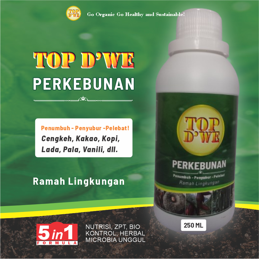 TOP D'WE | Perkebunan; Penyubur & Pelebat untuk Kopi, Kakao, Kopi, Cengkeh, lada, Vanili