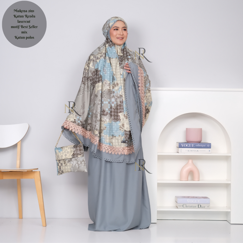 Mukena Dewasa Rekomended Best Seller Lebaran Premium Parasut Travel Mewah Motif Renda Bordir Jumbo N