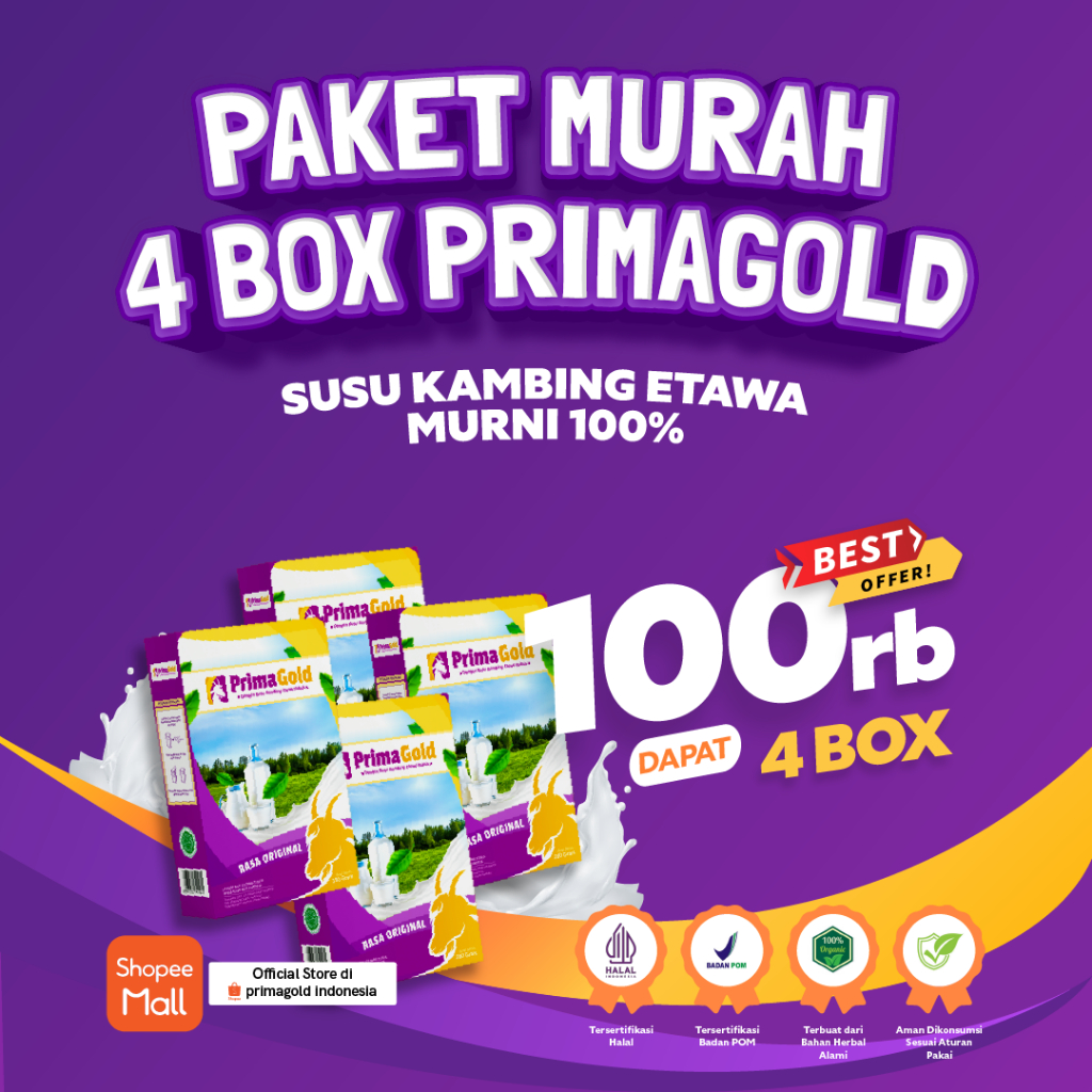 

4 BOX SUSU ETAWA PRIMA GOLD MURNI PRIMAGOLD SUSU ETAWA