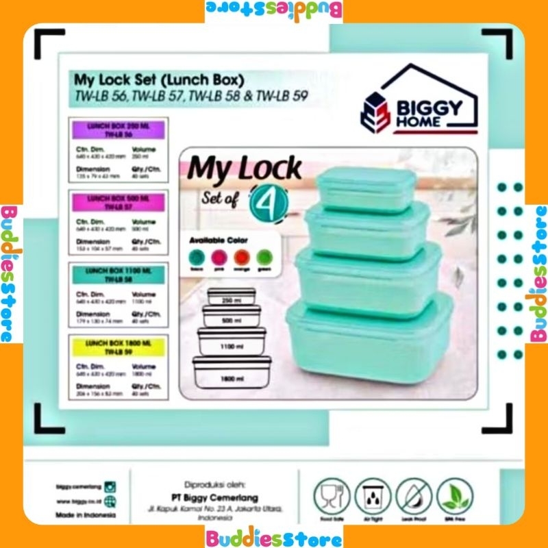 MY LOCK LUNCH BOX SET / TOPLES KOTAK MAKAN / BEKAL MAKAN  RANTANG PIKNIK