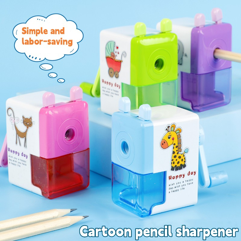 

[READY] Rautan Serutan Pensil Putar Gaya Kartun Sharpener Rautan Meja 4 Warna
