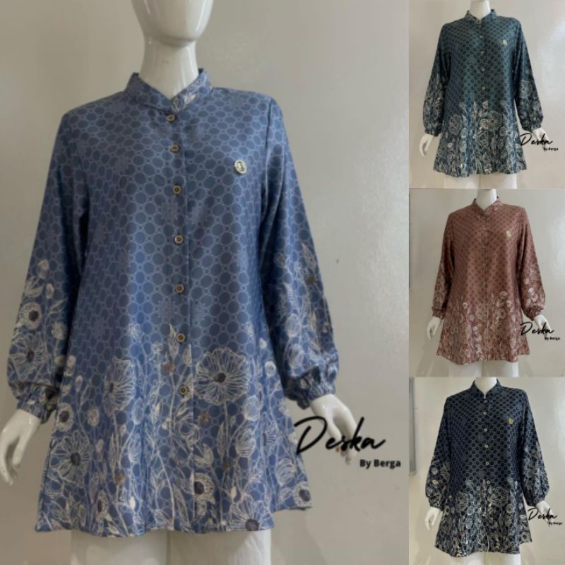 (9) BERGA Baju Kemeja Atasan Wanita Motif Bulat dan Bunga Terbaru dari Deska By Berga. Nazra Sha
