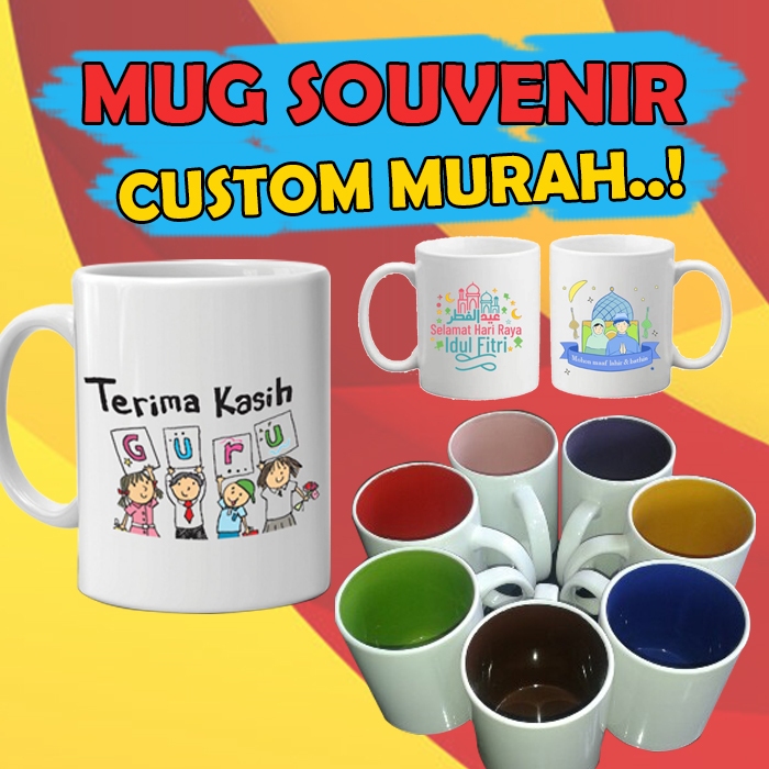 Souvenir Mug Custom Mug Ultah Muq Aqiqah Mug Promosi + Dus Satuan