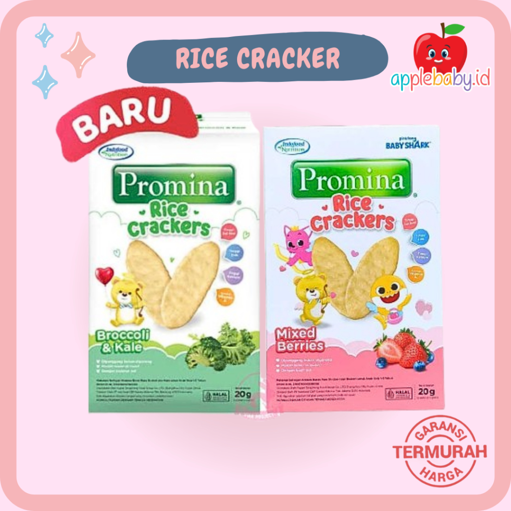 Promina Rice Crackers Broccoli And Kale 20g Cemilan Bayi Cracker Untuk 1 Tahun Ke Atas
