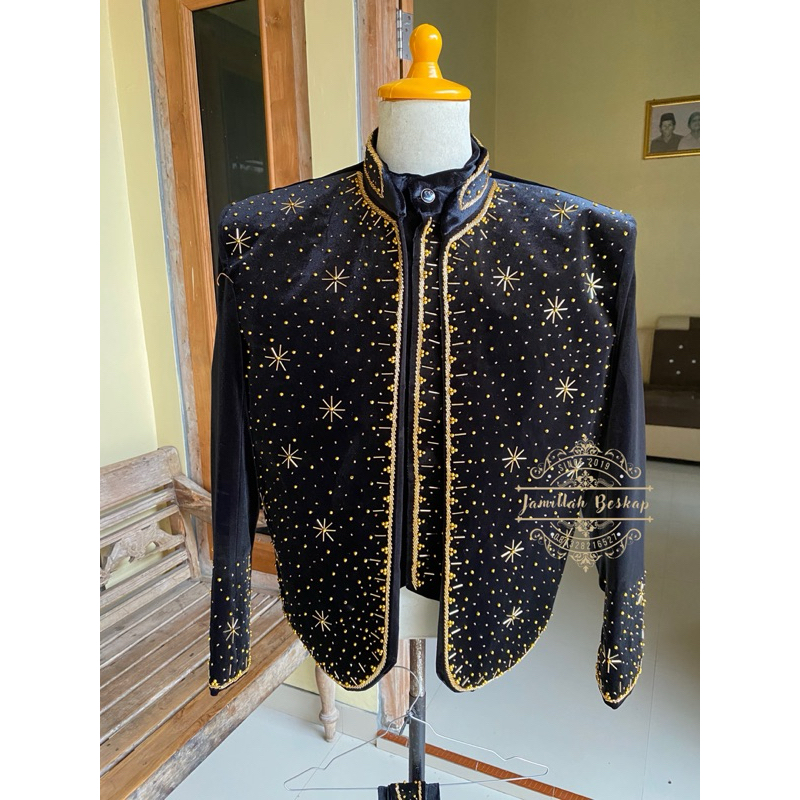 Beskap pengantin bludru hitam jawa || Beskap pria || Beskap pengantin || Beskap motif tabur || Beska