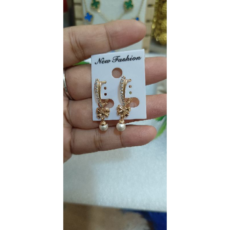 anting jepit motif mutiara xuping jewelry