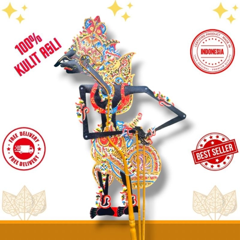 KRESNA / KRISNA HITAM DAGEL Wayang Kulit Sapi Asli Krisna Hitam Alusan Bahan Kulit Sapi