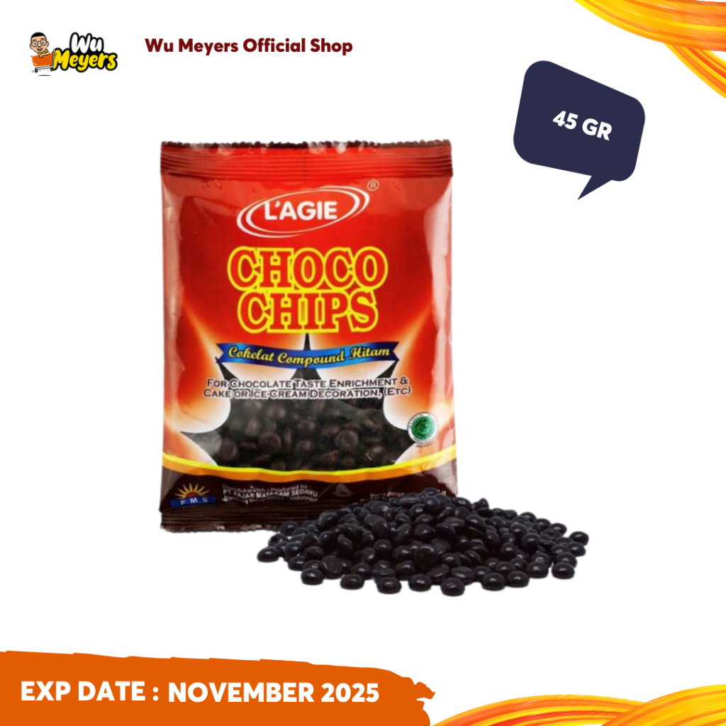 

L'agie Cokelat Choco Chips 1/2 Bulat 45 gr