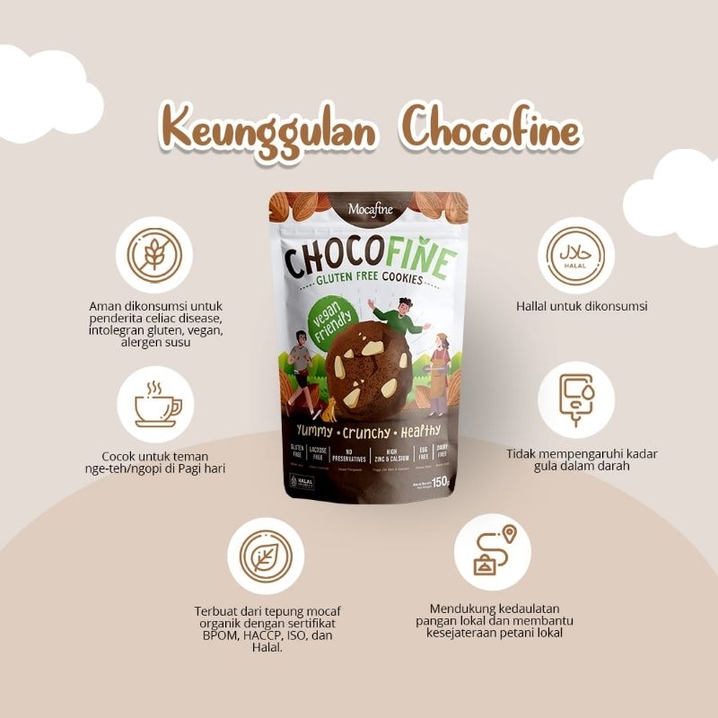 

Vegan Gluten Free Cookies CHOCOFINE (150gr) - Egg Free - Dairy Free - MOCAFINE