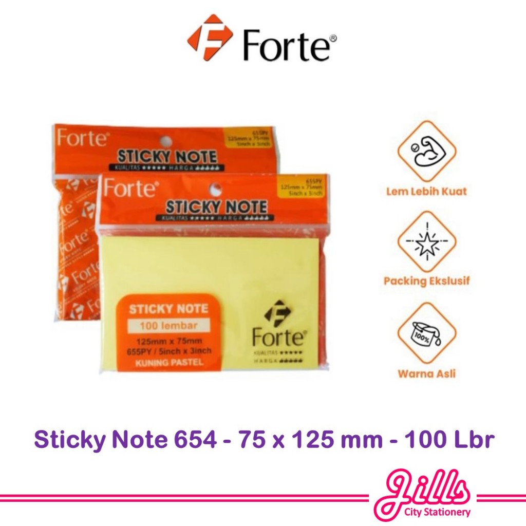 

Forte Sticky Note 655 Kuning Pastel 3x5inch / 75x125mm
