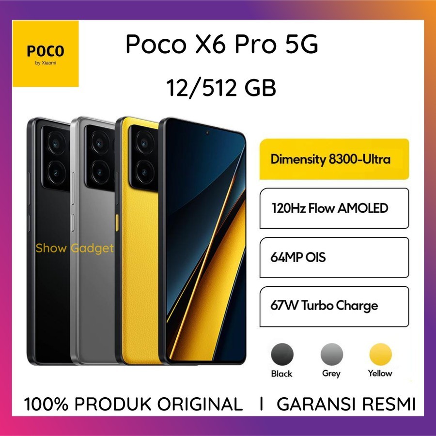 POCO X6 dan X6 PRO 5G 12/512 GB GARANSI 15 BULAN Xiaomi Note 13 13T F5 GT F4 NFC ULTRA REDMI 14 F6