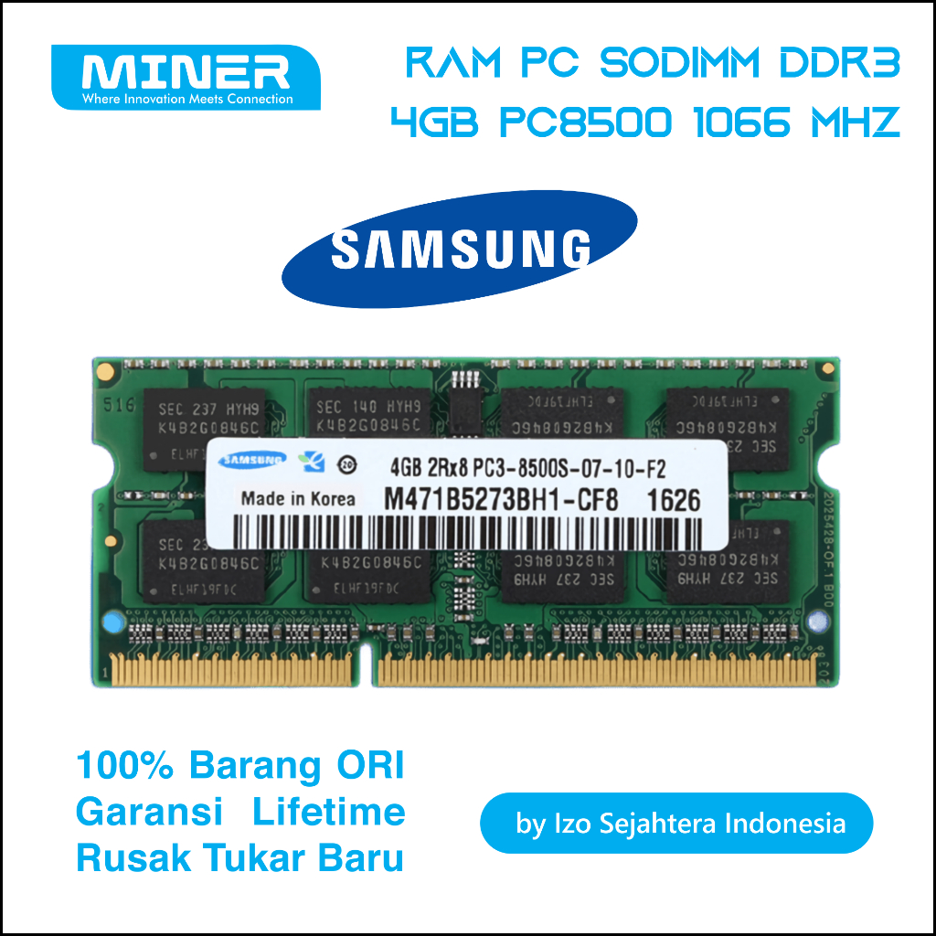 Memory RAM Laptop SODIMM DDR3 PC8500 4GB 1066Mhz