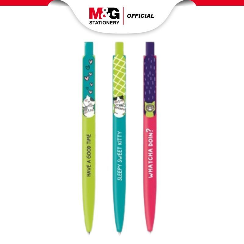 

M&G "So Many Cats" Pulpen Gel Retractable Ballpen 0.7mm Black ink stationary Tulis Sekolah Bolpen Biru Merah Hitam