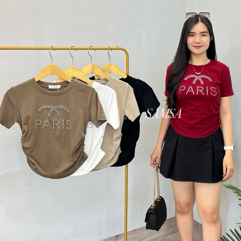 Atasan Wanita Serut Samping Import 317 Kaos Serut Samping Import Motif 3D