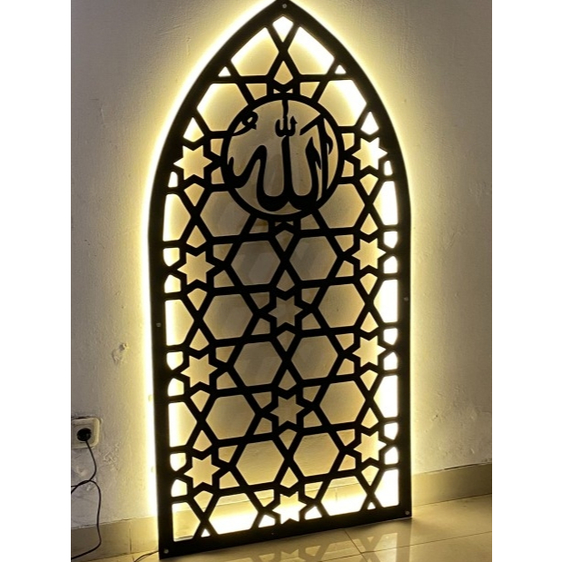 Hiasan Dinding Mihrab Mushola Rumah - Dekorasi Mihrab Dinding + LED
