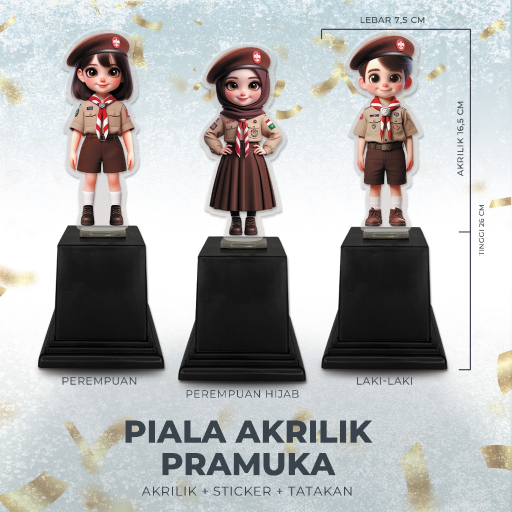 PIALA AKRILIK | PIALA LOMBA UNTUK POT PRAMUKA | PIALA ANAK SEKOLAH SD TK PAUD R| PLAKAT TROPI | PIAL