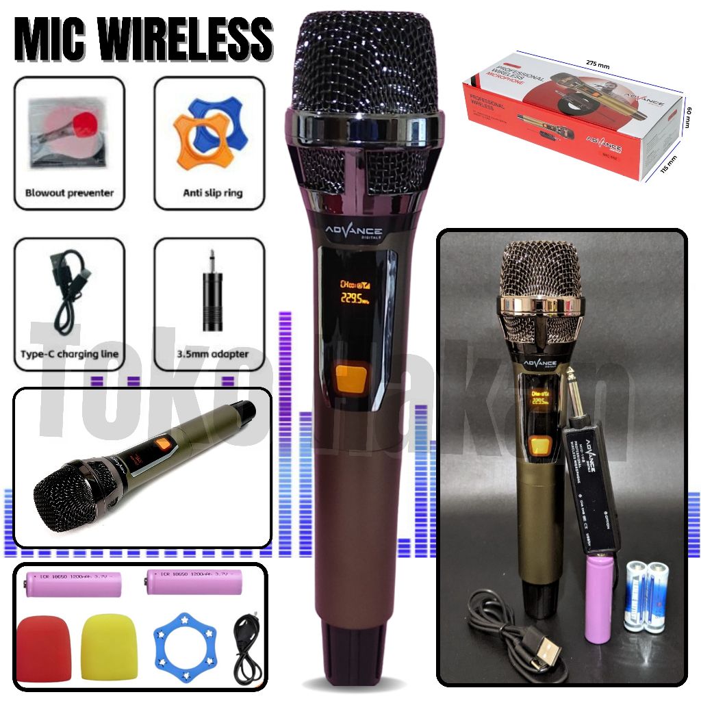 Microphone Wireless / Mic Tanpa Kabel Advance Mic-102 / Mic Wireless / Mic Karoke / Mic Bluetooth~TH