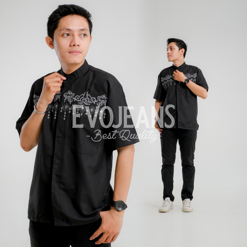 GROSIR BAJU KOKO DEWASA MUSLIM KOKO LENGAN PENDEK BORDIR MURAH / SERAGAM BAJU KOKO / EVO JEANS