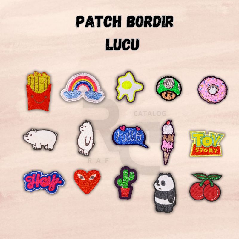 Patch Bordir Aksesoris Emblem Jahit Varian Gambar Lucu | Bahan Patch Bordir Berkualitas