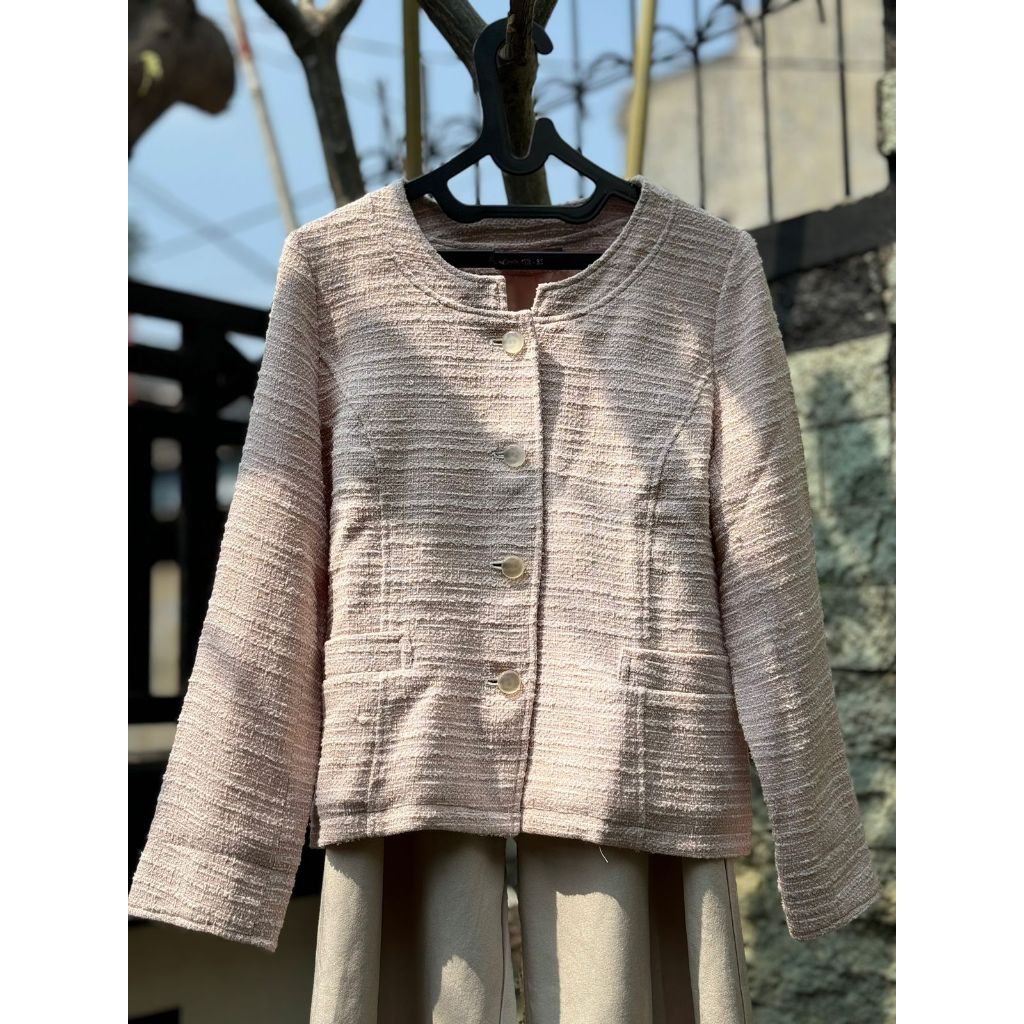 Tweed Blazer Pink Muda - Semi Crop
