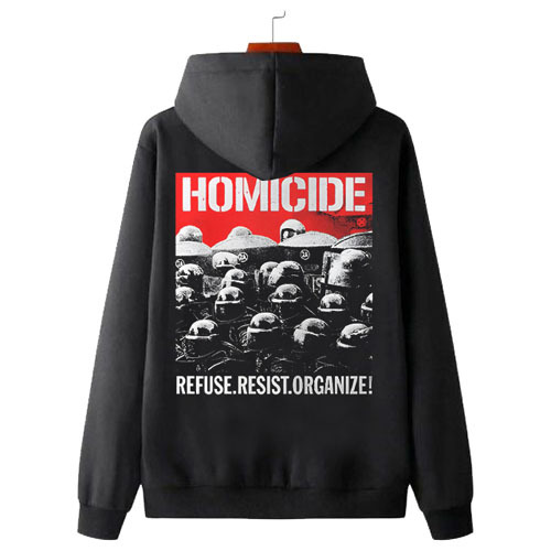 Jaket Hoodie Homicide - Organize | Hoodie Jumper & Ritsleting Bahan Cotton Fleece | Ready Stock | La
