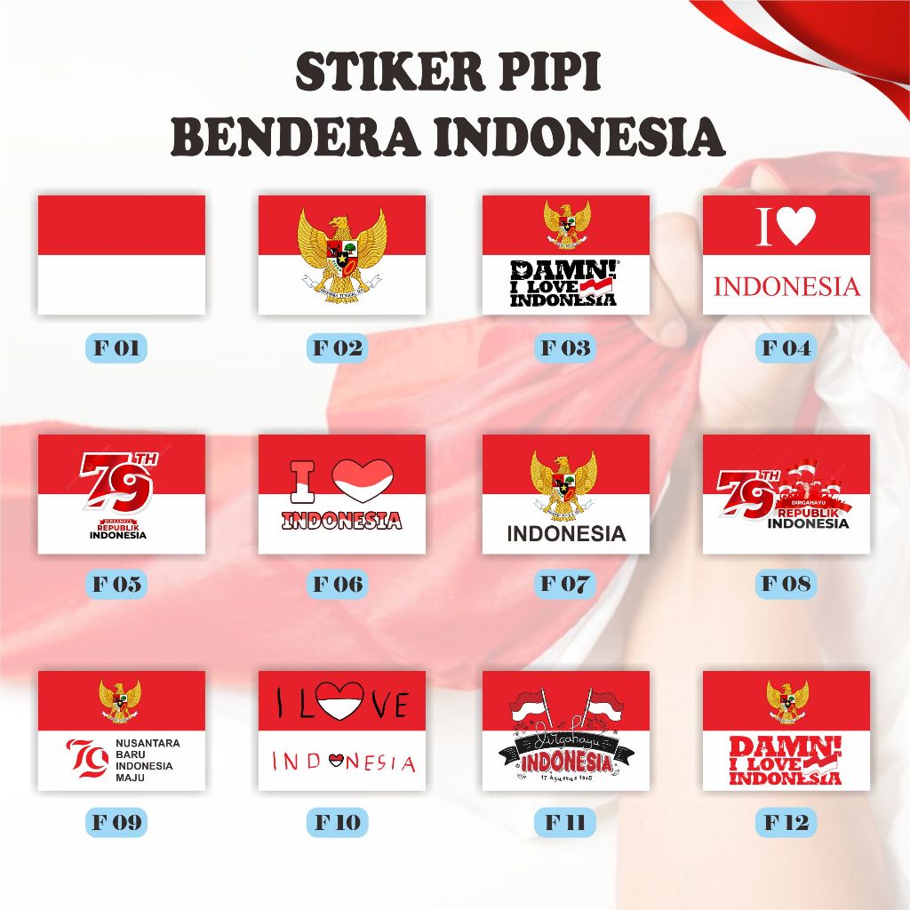 

Stiker Tempelan Pipi Bendera Indonesia / Stiker Kemerdekaan RI 17an / Stiker Merah Putih