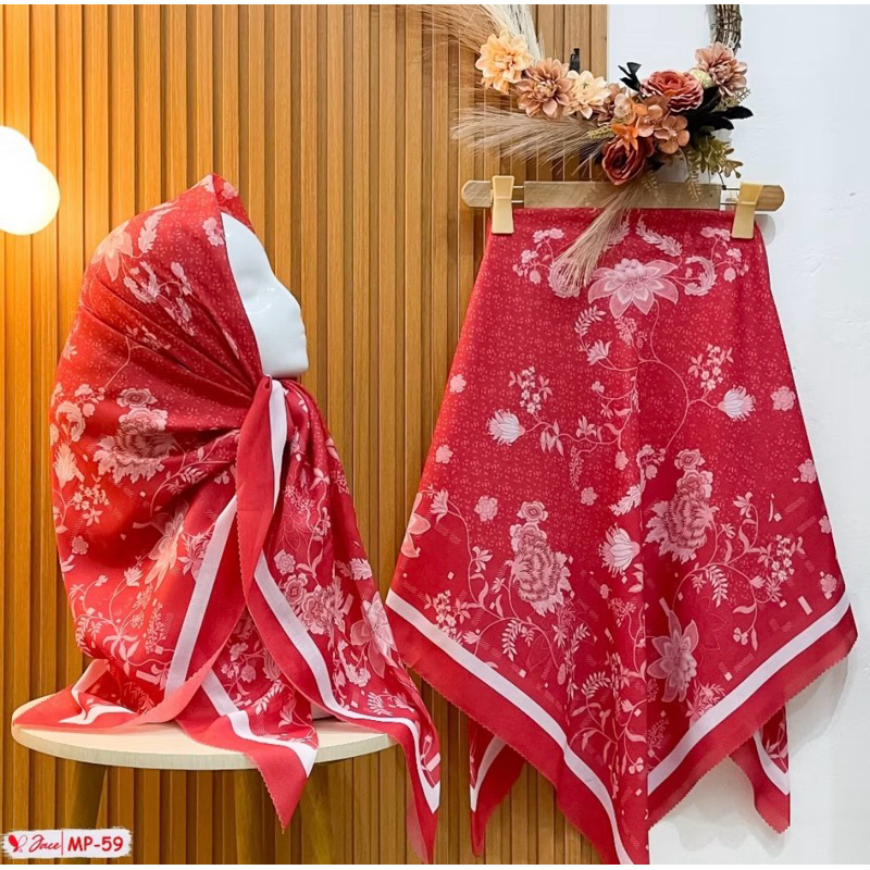 JILBAB SEGI EMPAT VOAL MOTIF MERAH PUTIH // KERUDUNG SEGI EMPAT EDISI KEMERDEKAAN // HIJAB DENAI AGU