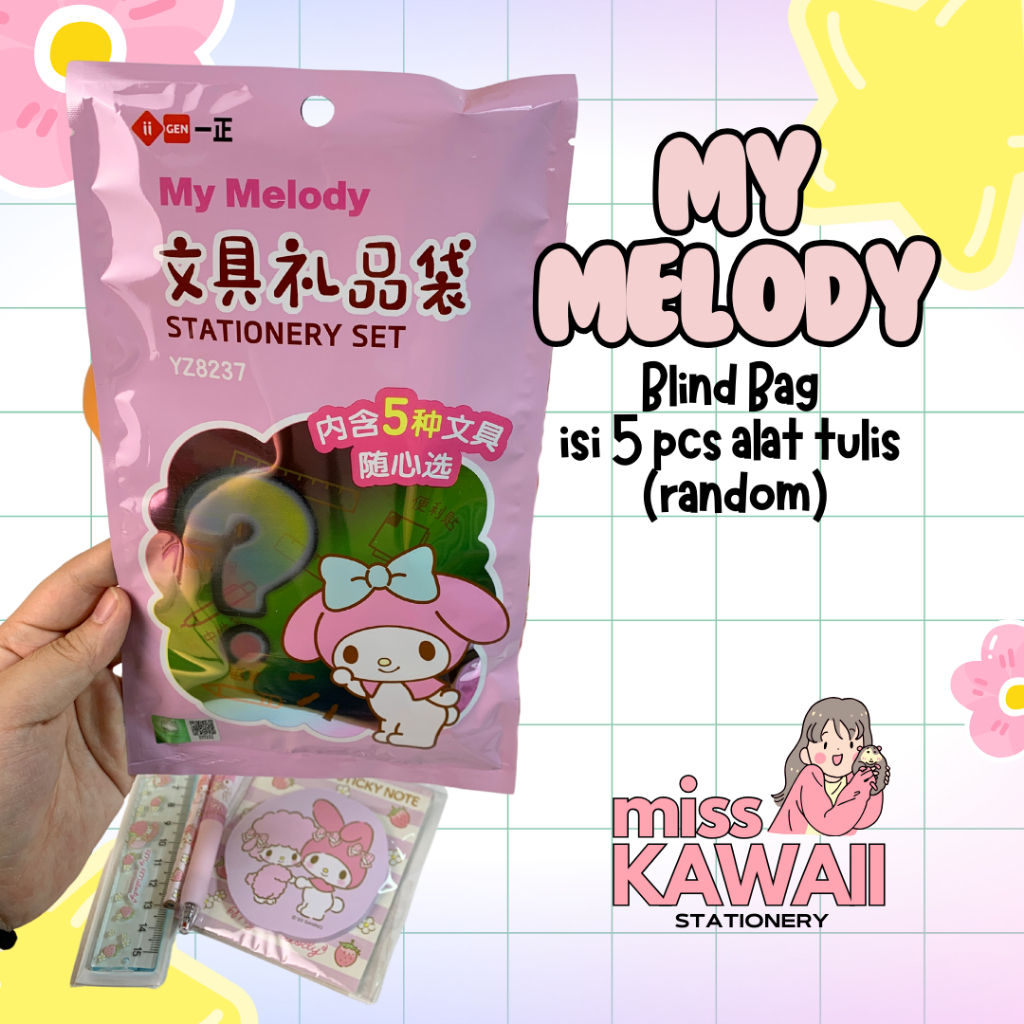 

My Melody Surprise Bag isi alat tulis 5pcs ORI / Blindbox Sanrio IIGEN YZ8237