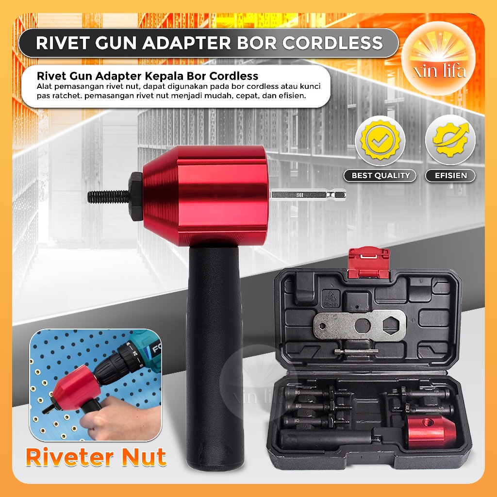 Rivet Gun Adaptor for Cordless Drill Konverter Tang Rivet Adapter Bor