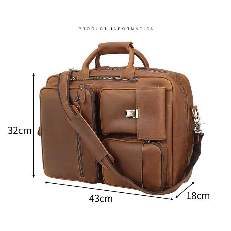 Tas Kerja Kulit Pria 3 In 1 - Tas Bahu -  Ransel - Tas Selempang Kulit Asli