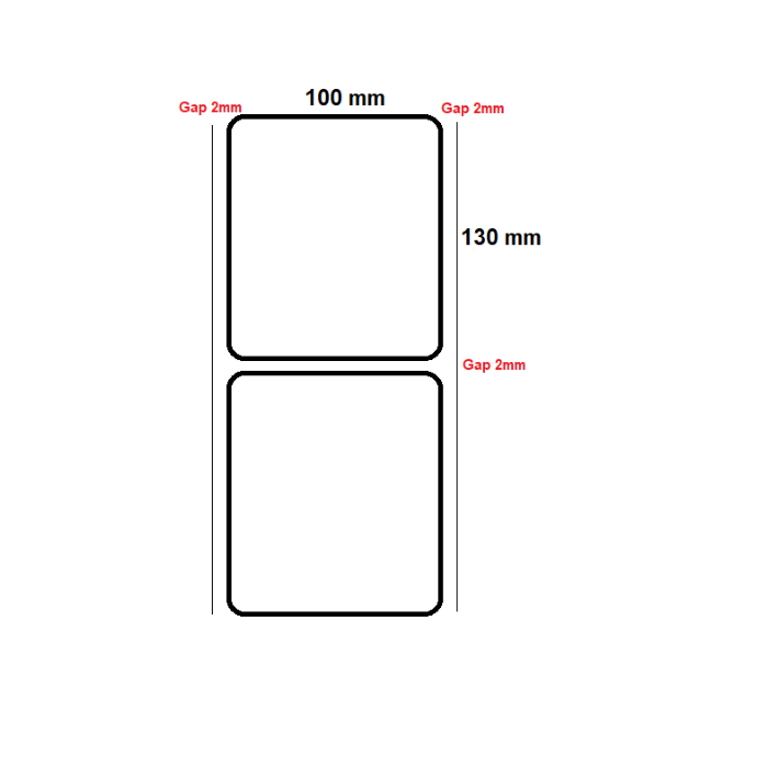

Semi Coated 100x130mm 1 Line 500pcs Gap 2mm, Core 1 inch (1 Pack 11 Roll)