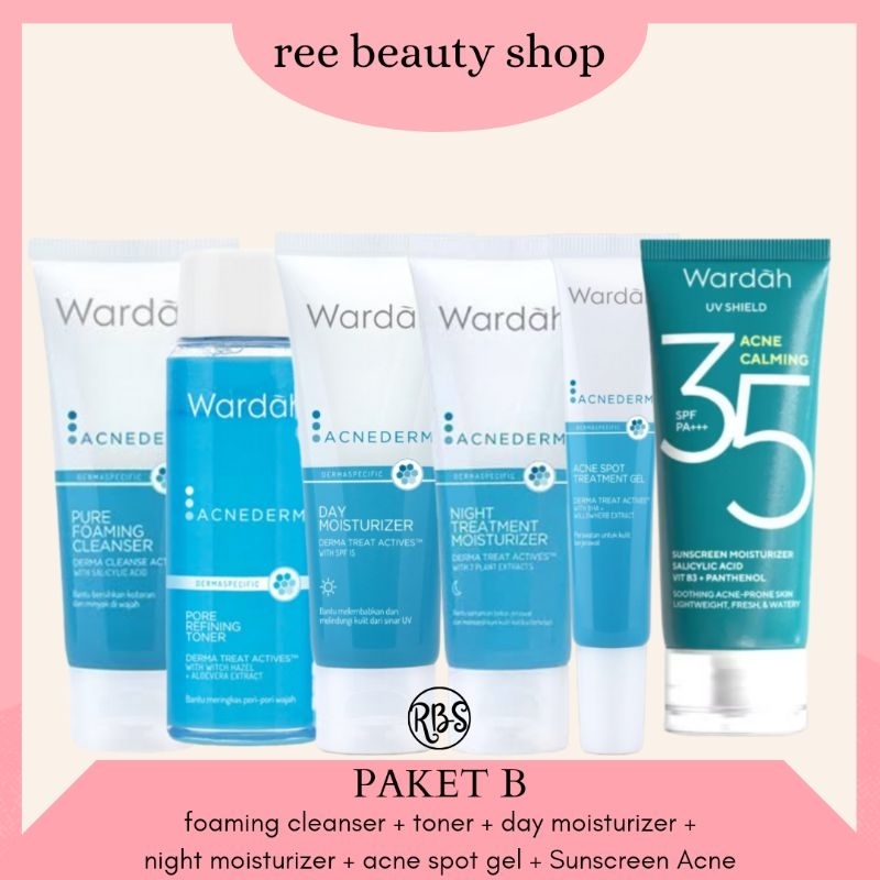 Wardah Acnederm 1 Paket Lengkap | Skincare Wardah Wajah Jerawat