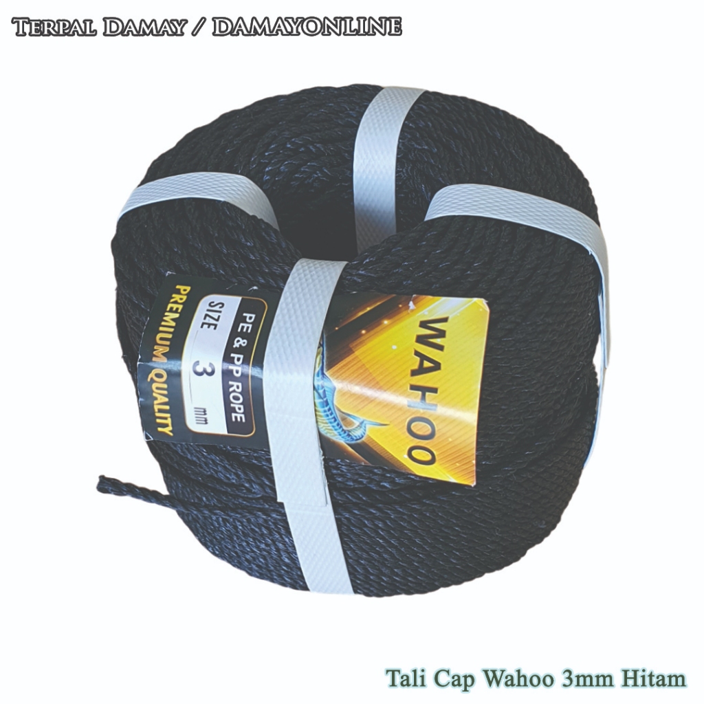 

Tali Tambang PE Cap Wahoo 3mm Hitam / Rol ( Harga Per Rol )