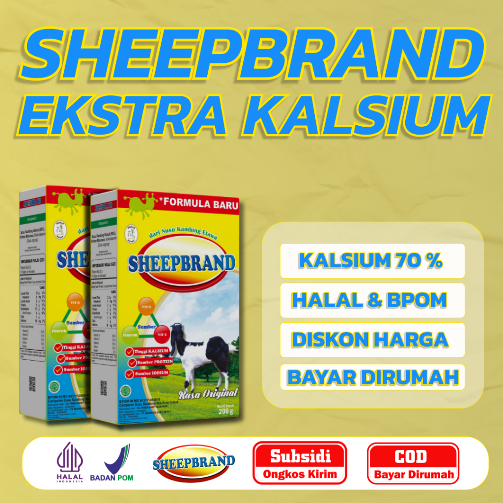 

SheepBrand Susu Kambing Etawa 200g - Kaya Kalsium, Tingkatkan Imunitas & Stamina - BPOM & Halal