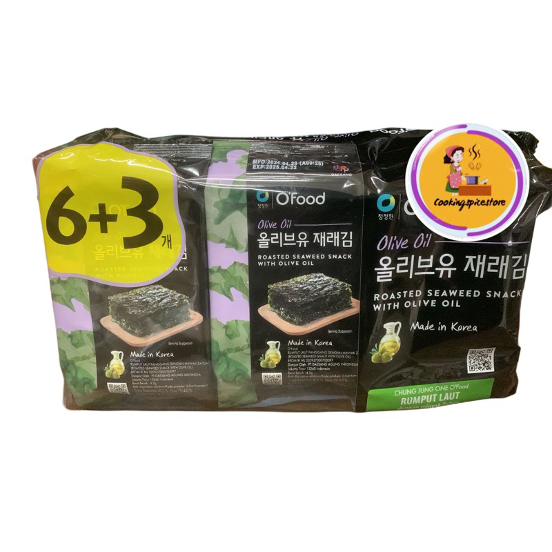 

O'Food Korean Seasoned Roasted Seaweed With Olive Oil 4.5g x 9 packs