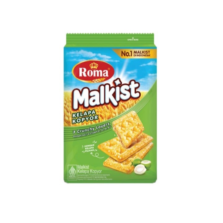 

Roma Malkist Kelapa Kopyor 213 gr 1 Dus