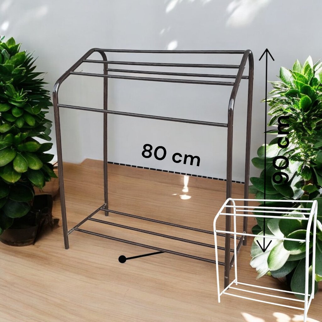 Jemuran Handuk Besi Minimalis Rak Bawah Putih Hitam 75x40x90 cm